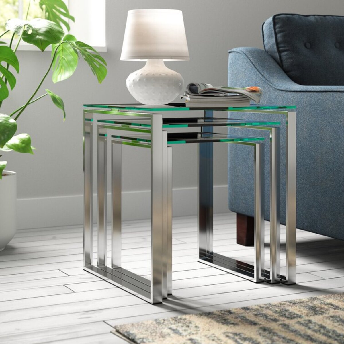 3 Piece Nest of Glass Tables