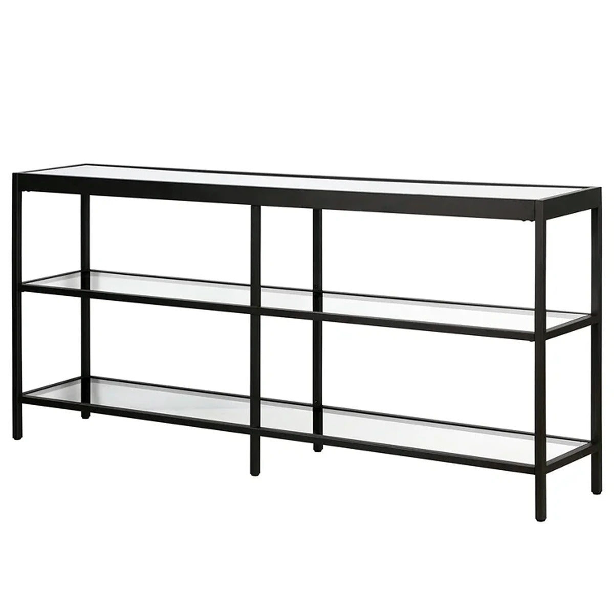 Console Table with Open Glass Shelves