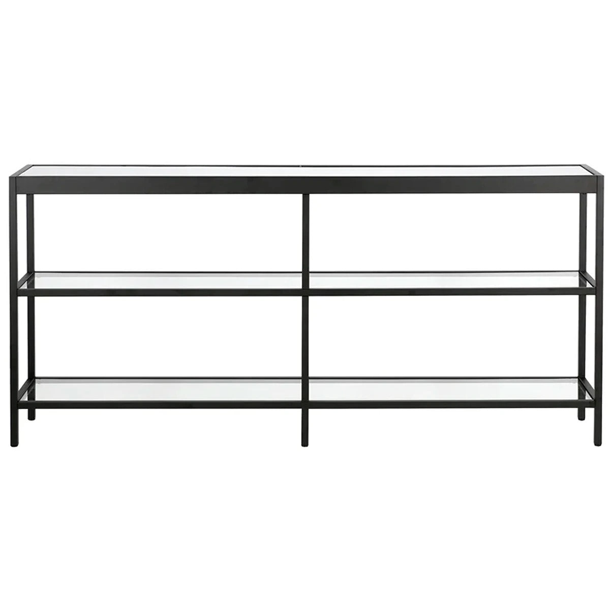 Console Table with Open Glass Shelves