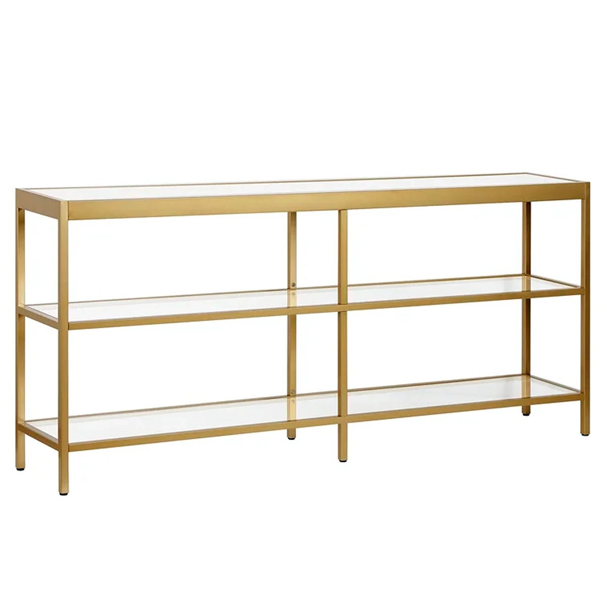 Console Table with Open Glass Shelves