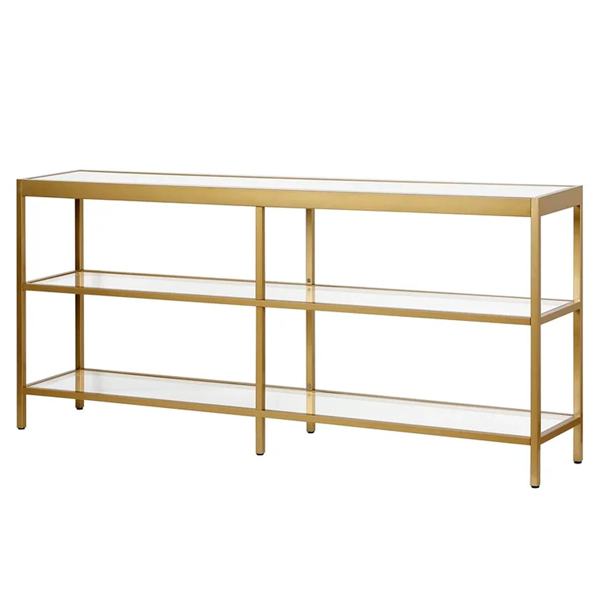 Console Table with Open Glass Shelves