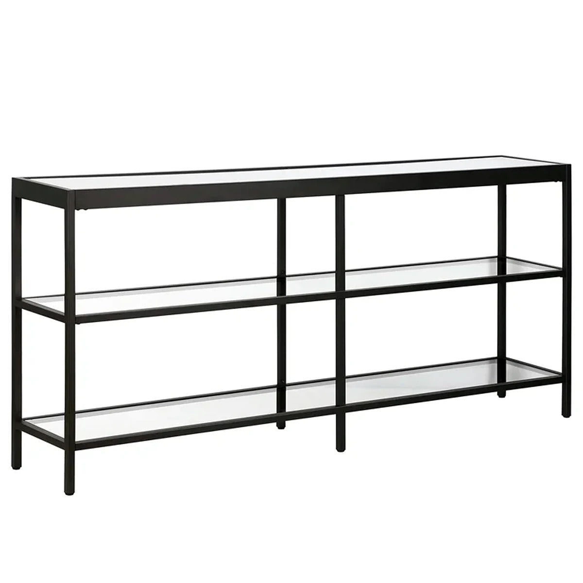 Console Table with Open Glass Shelves