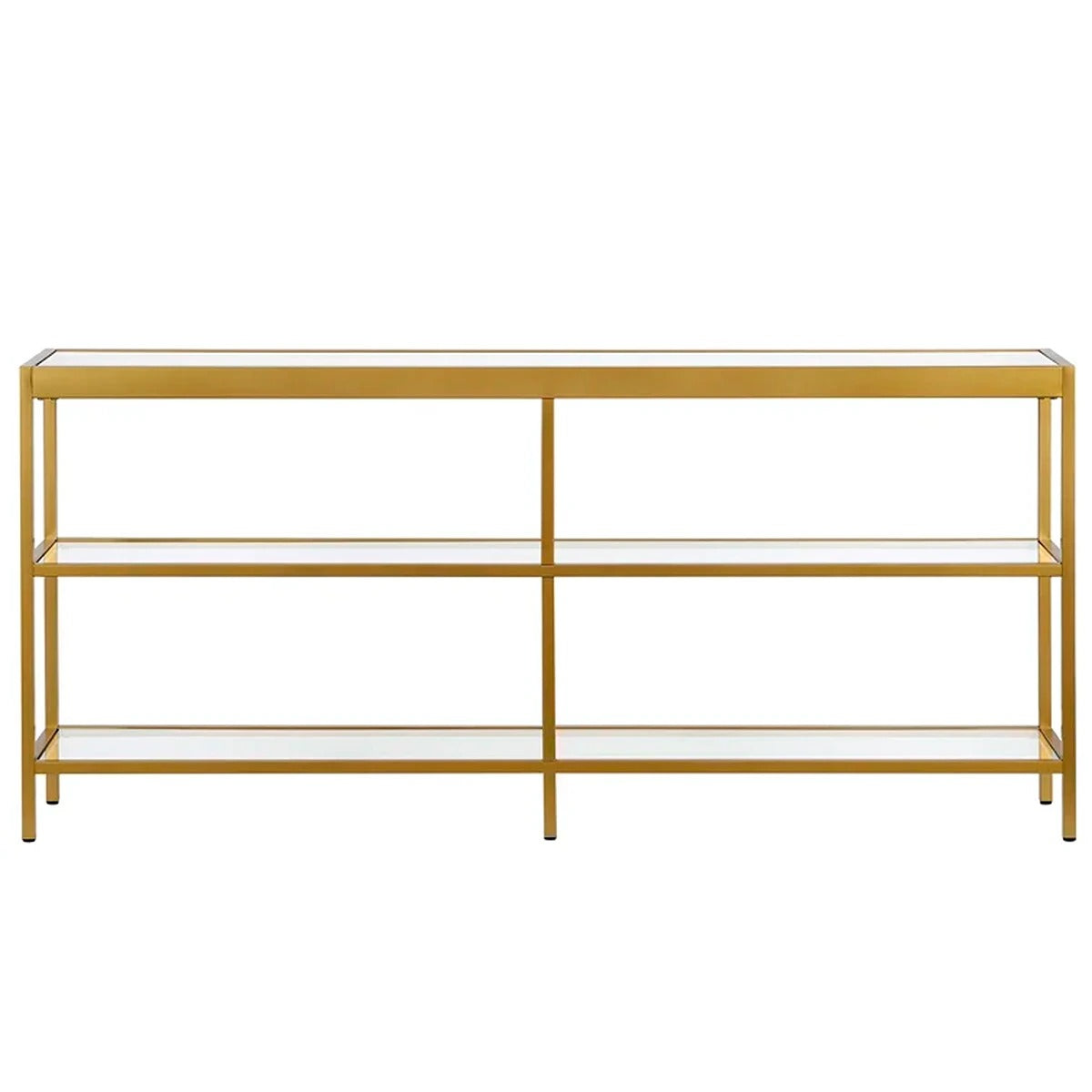 Console Table with Open Glass Shelves