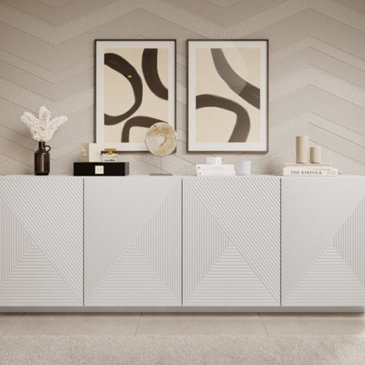 Diamond Pattern Wooden Sideboard