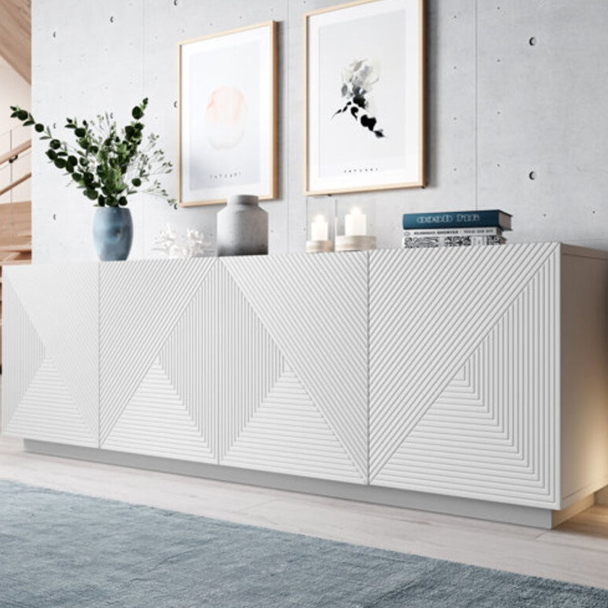 Diamond Pattern Wooden Sideboard
