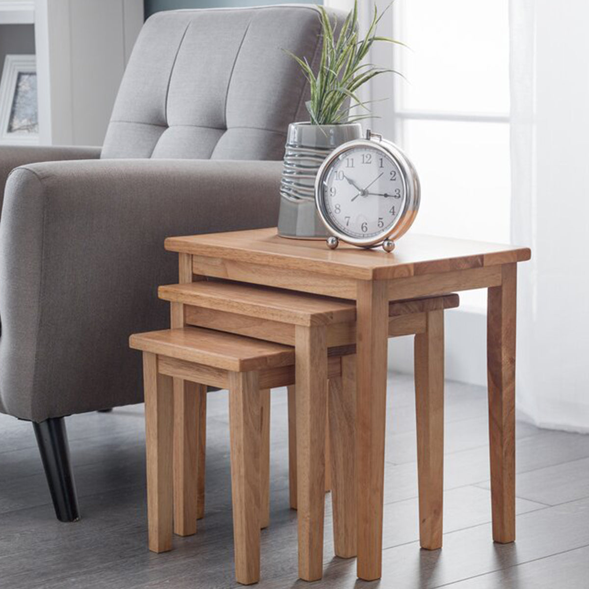 3 Piece Rectangular Wooden Nest Of Tables