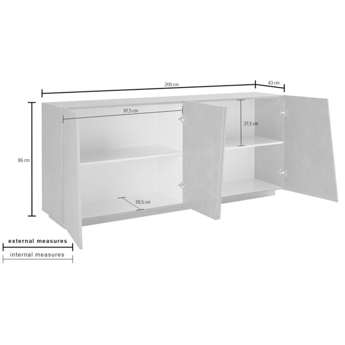 Geometric Panelling Wooden Sideboard