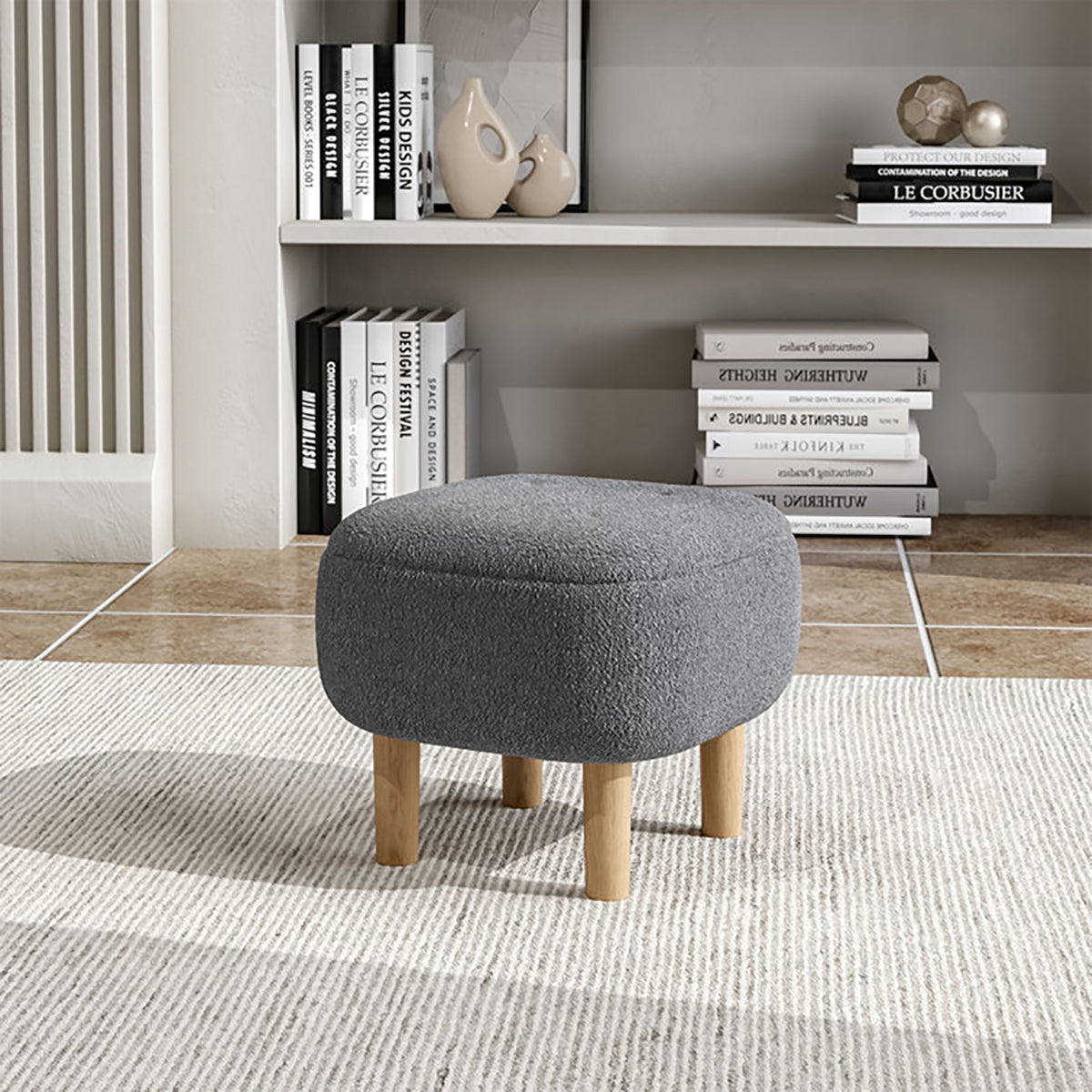 Kamar Wide Square Ottoman Footstool