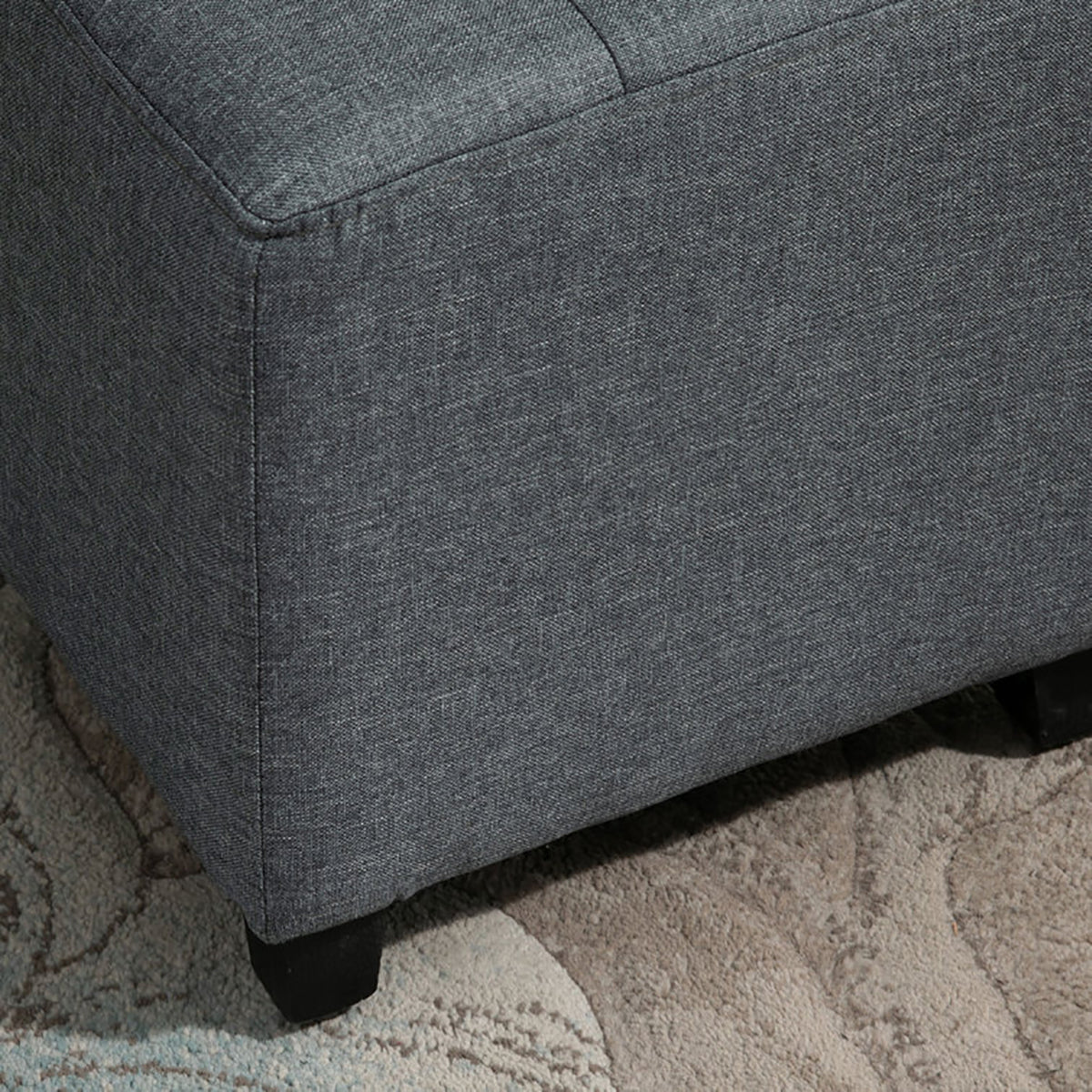 Wide Tufted Square Footstool Ottoman