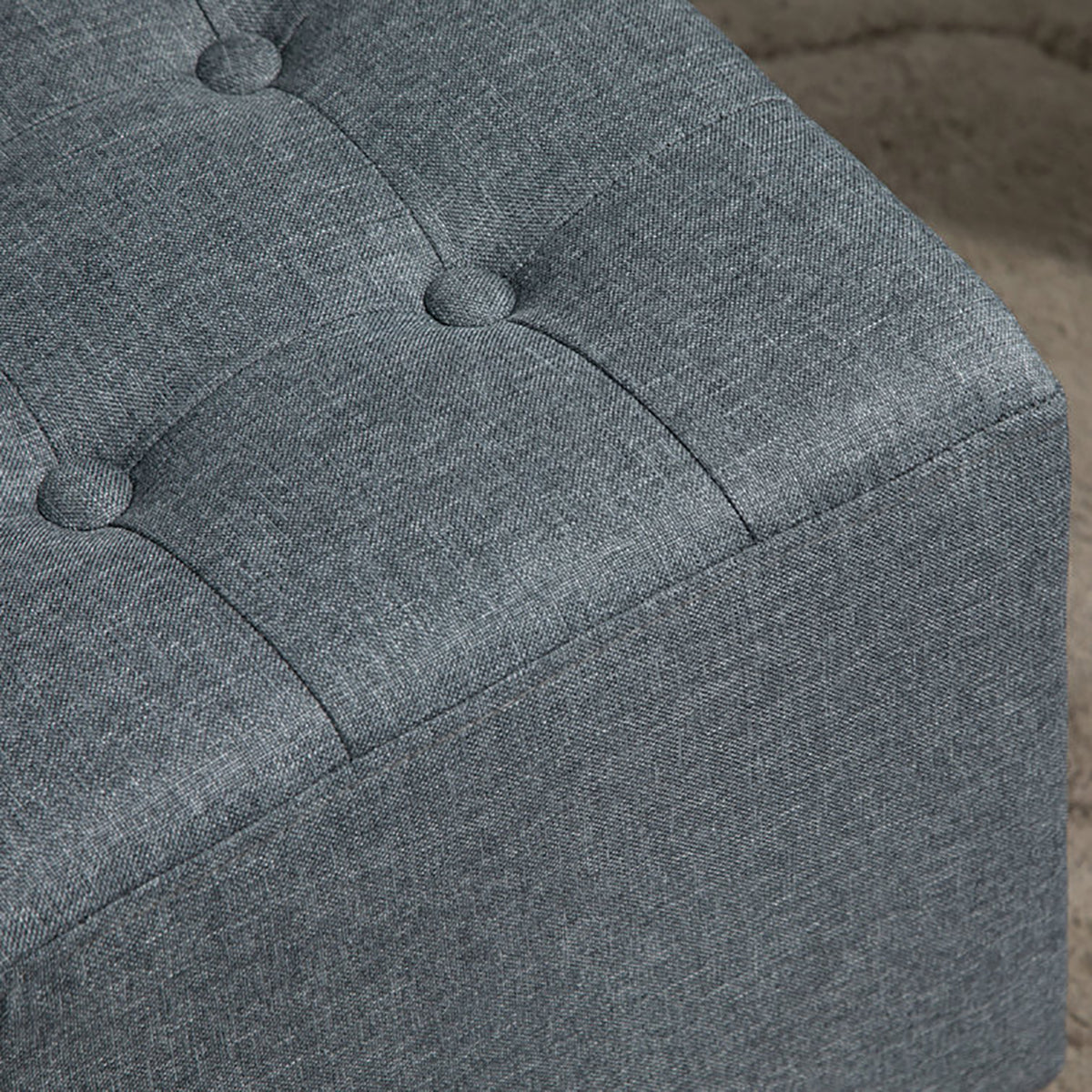 Wide Tufted Square Footstool Ottoman