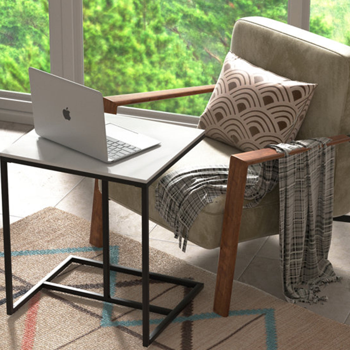 Marble Top Side Table C-Shaped