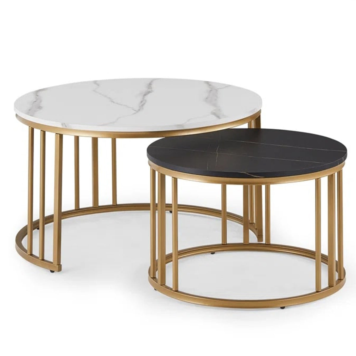 Nesting Coffee Tables with Glossy Wooden Top