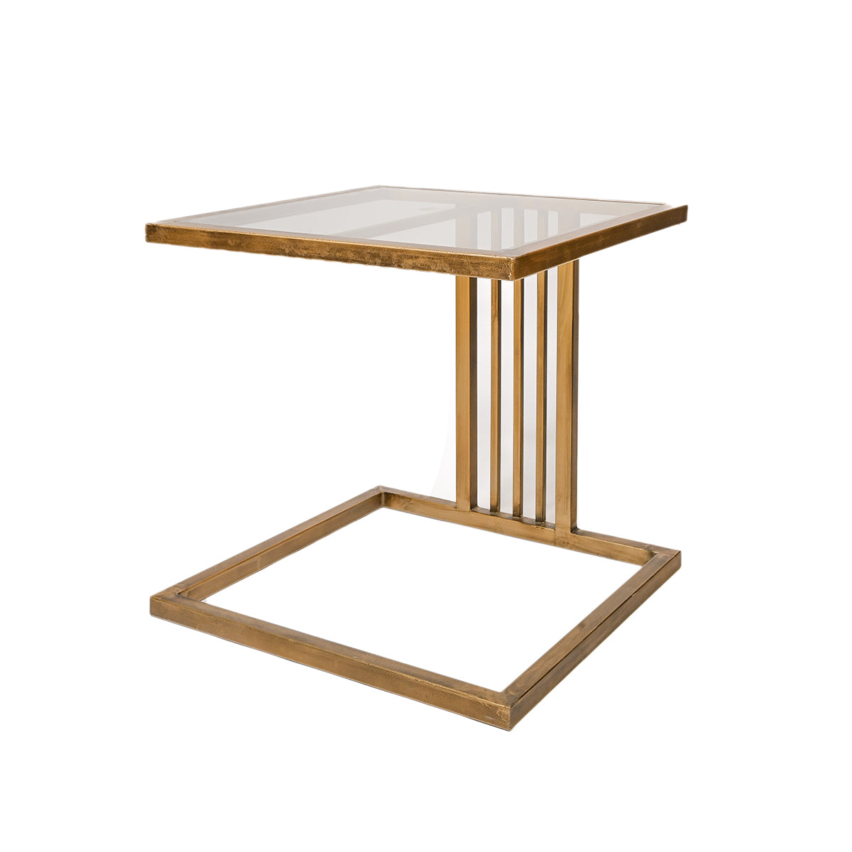 End Table With Metal Vertical Slats