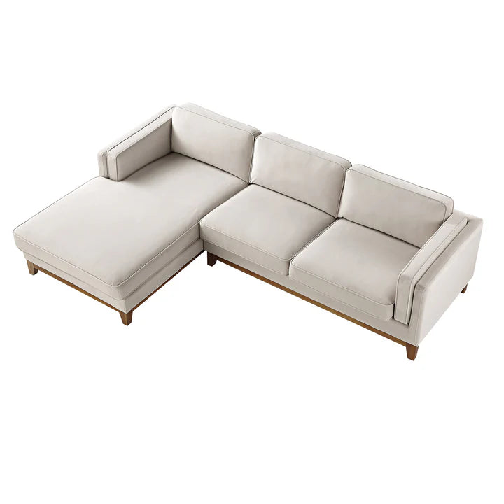 Wooden Base Sectional With Chaise End