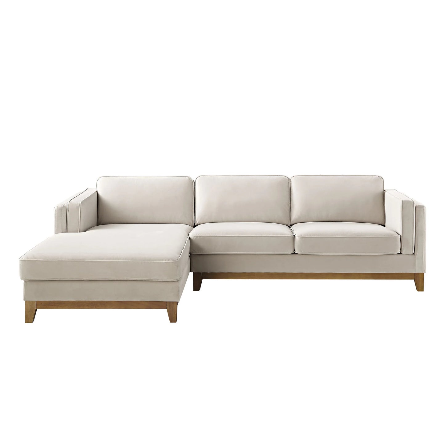 Wooden Base Sectional With Chaise End