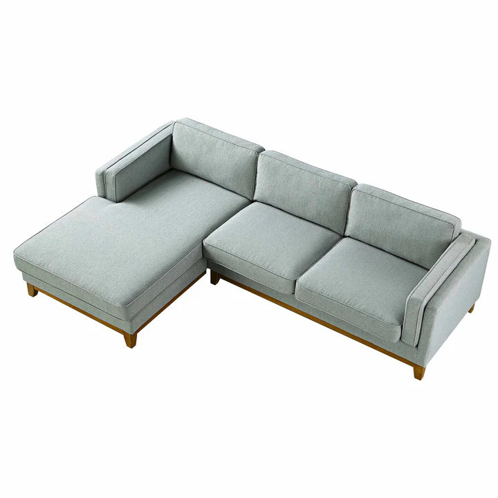 Wooden Base Sectional With Chaise End