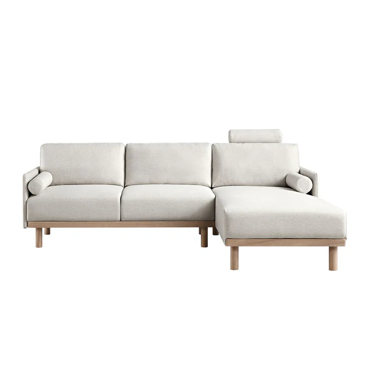 Wooden Sectional with Stool