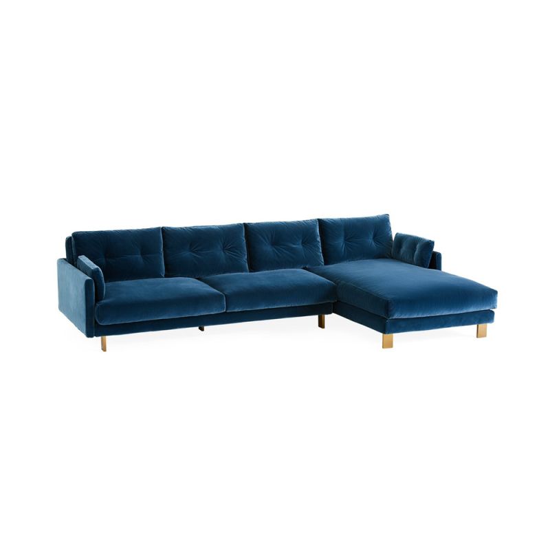 Velvet Sectional With Chaise End