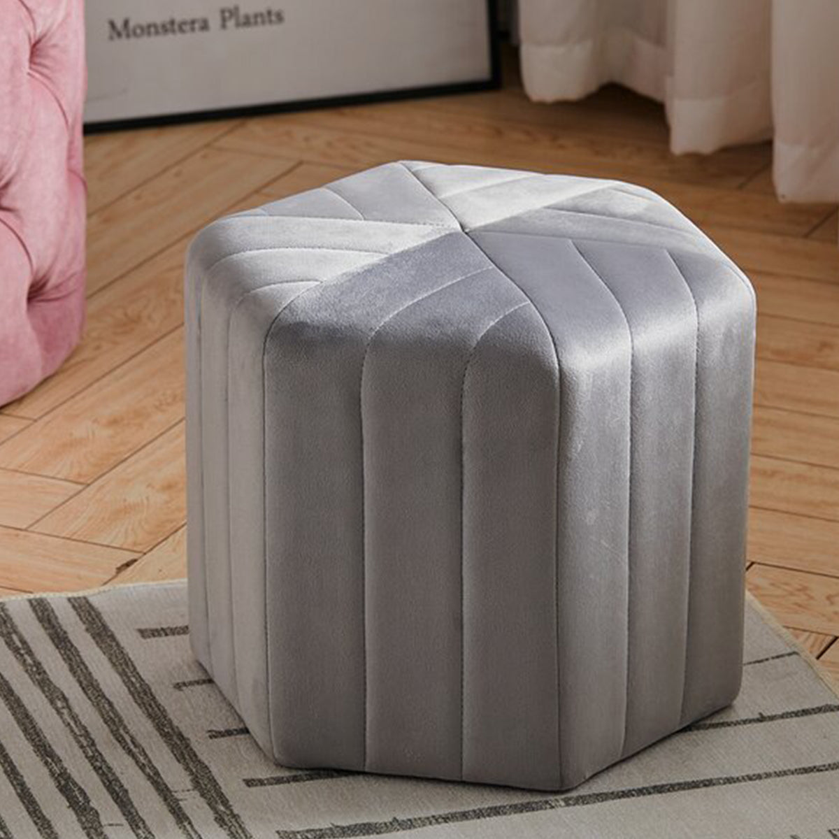 Sarina Wide Velvet Novelty Footstool