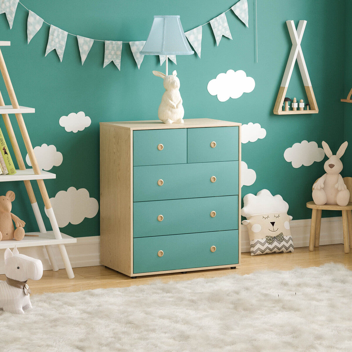 5 Drawers Wooden Chest