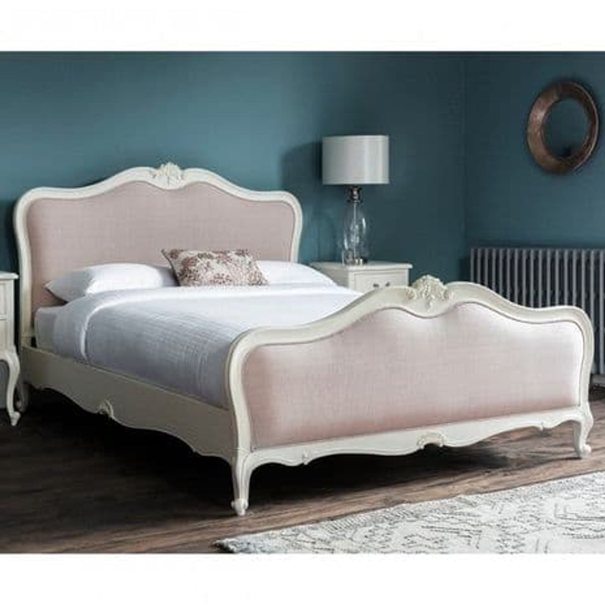 Vanilla Upholstered Velvet Bed