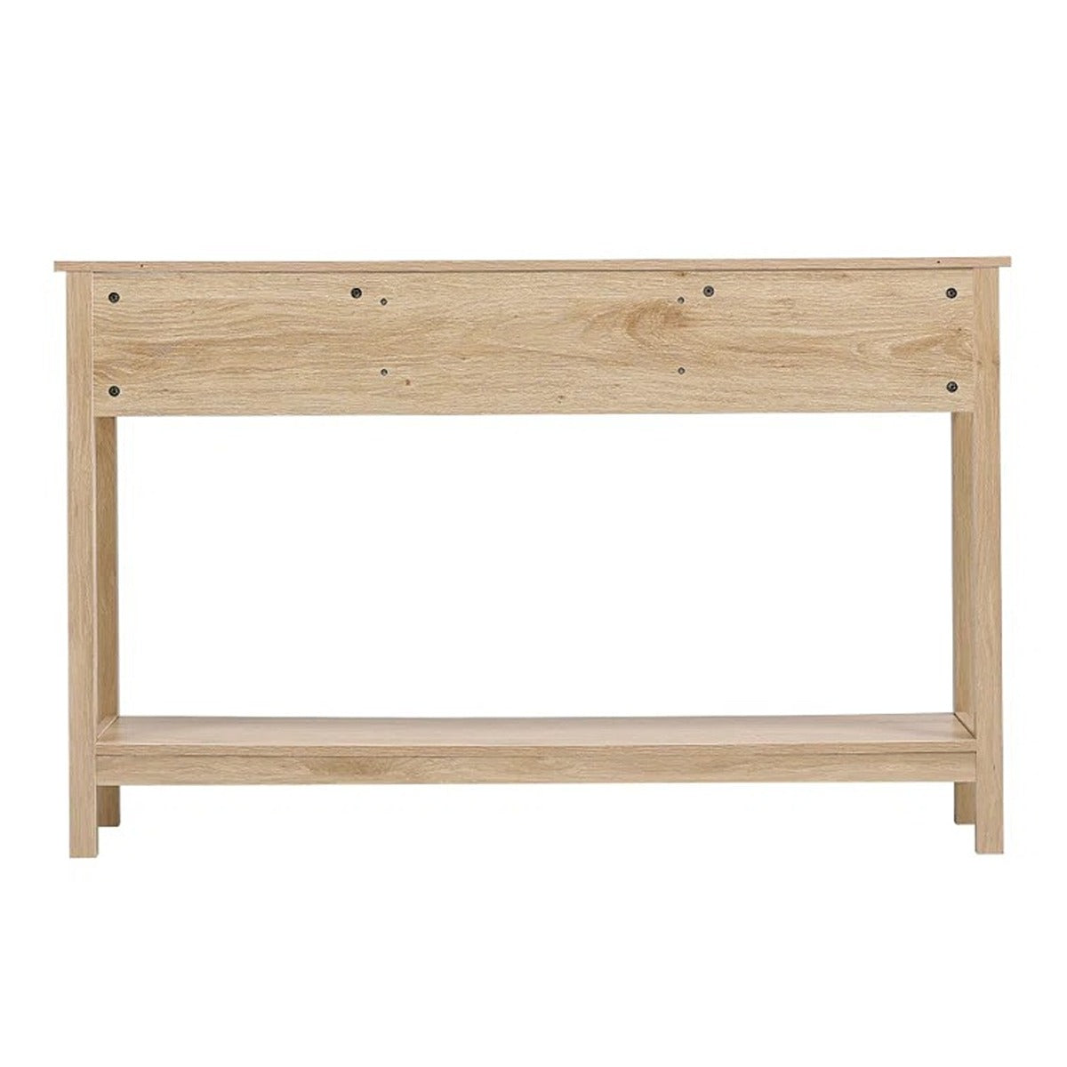 Wooden Console Table with Ratten Accents