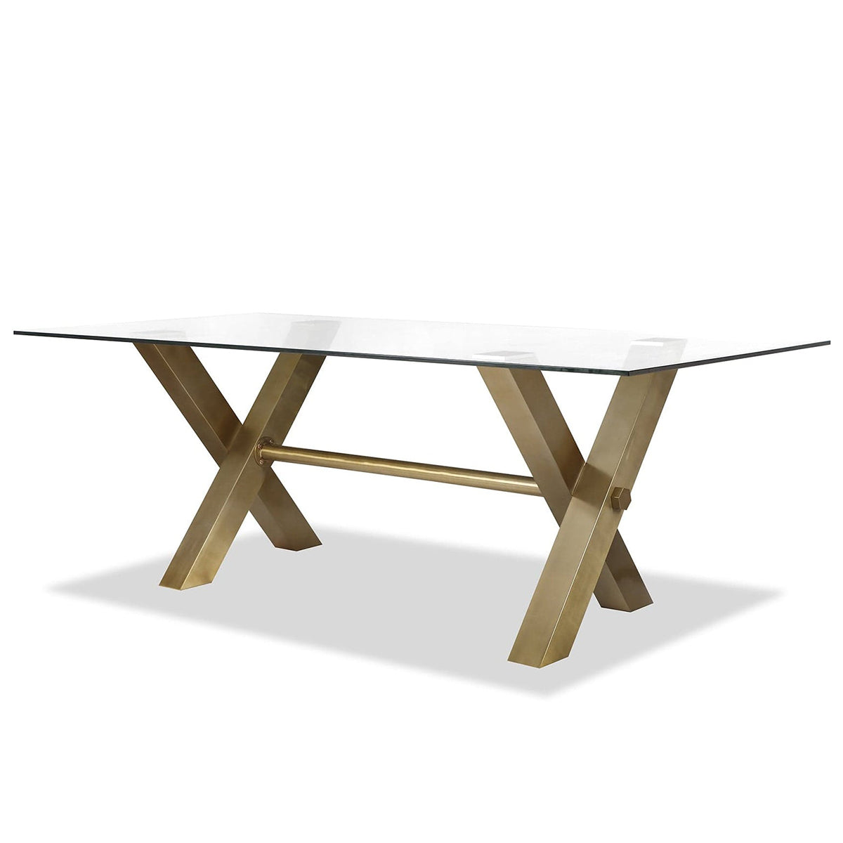 X Shape Glass Top Dining Table