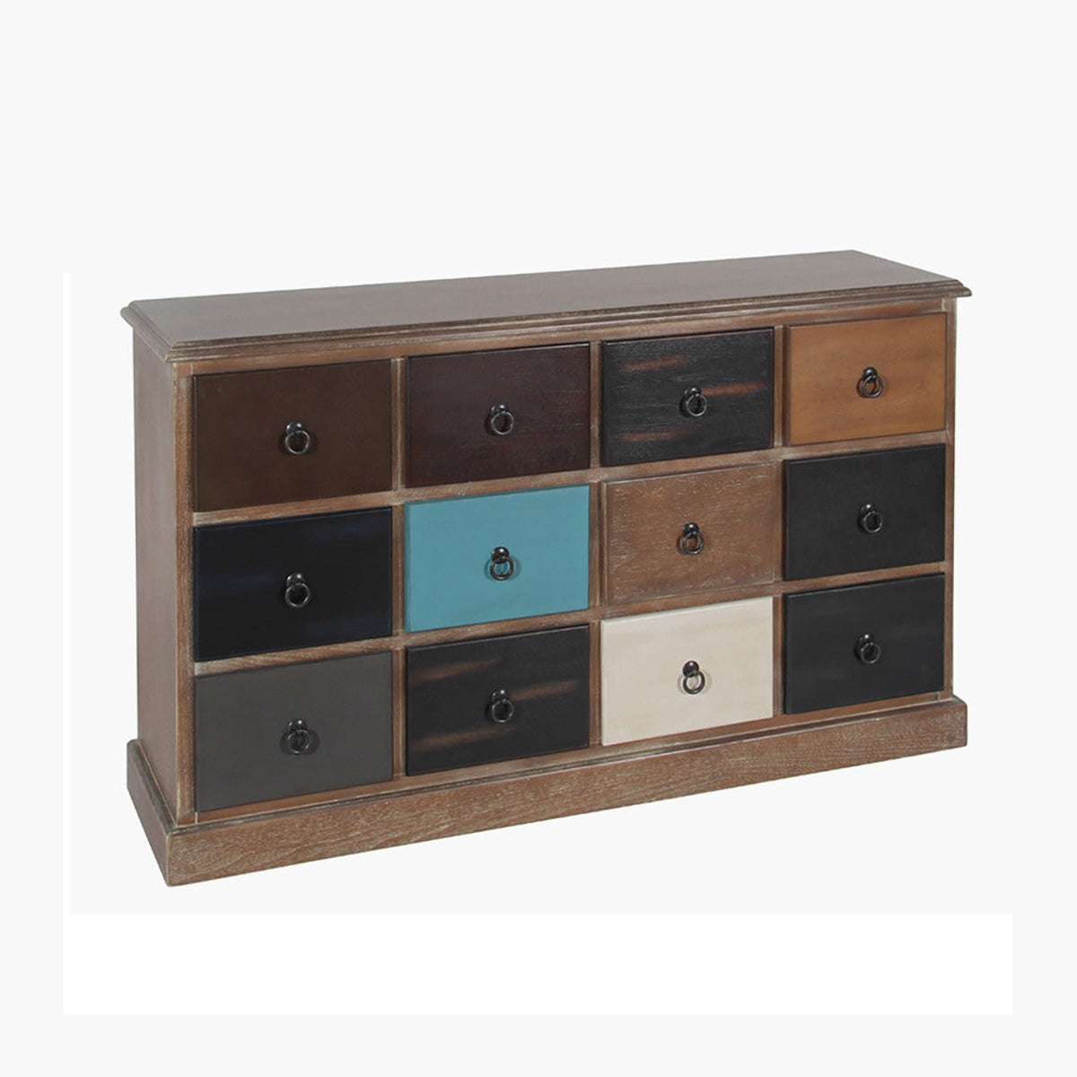 Wooden Multicolored 12 Drawer Unit