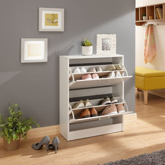 2 Tiered Flip Down Shoes Wooden Cabinate
