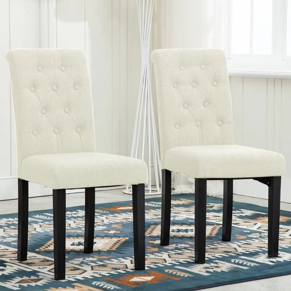 Tufted Linen Upholstered Side Chair