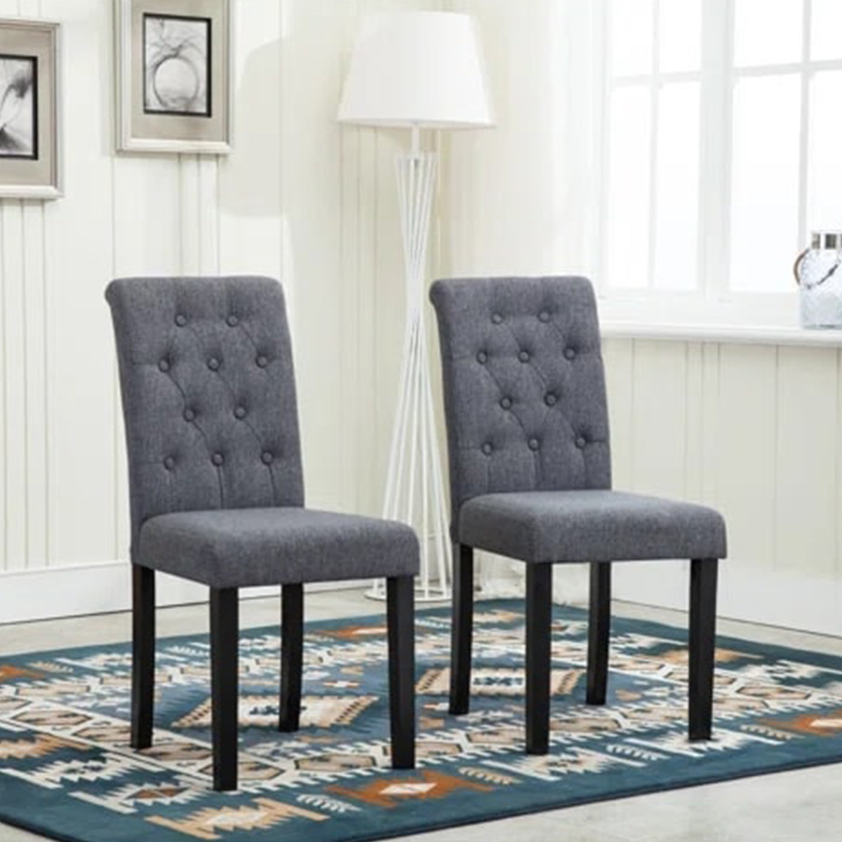 Tufted Linen Upholstered Side Chair