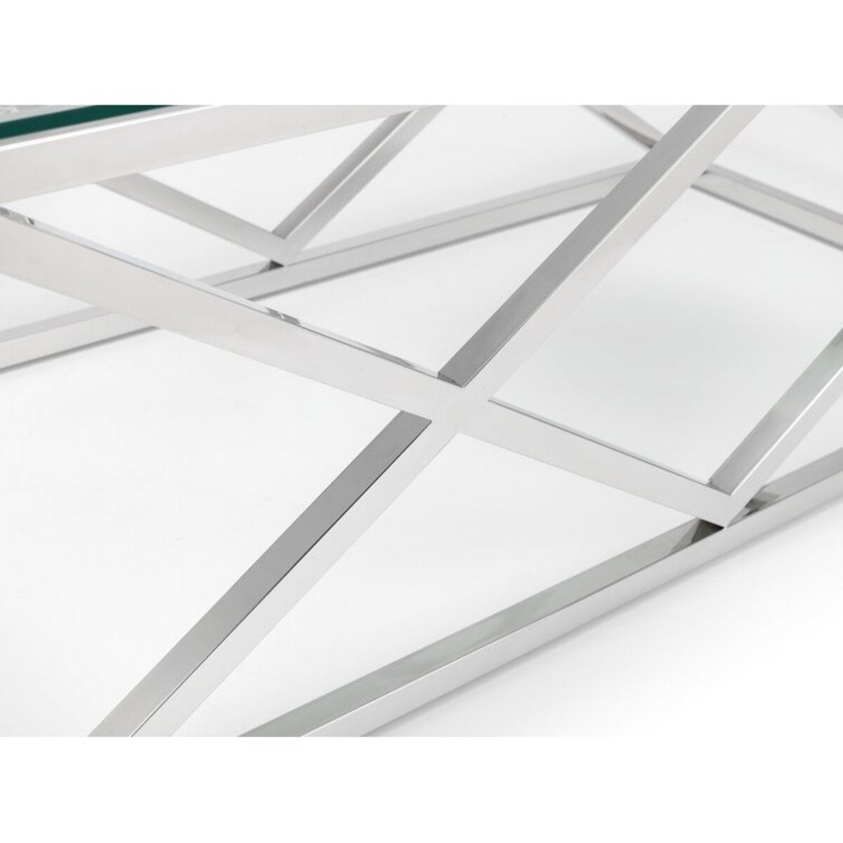 X-Shaped Steel Frame Tempered Glass Coffee Table