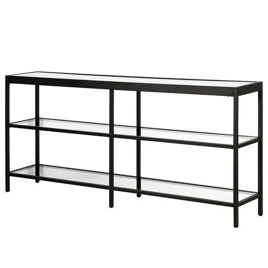 Console Table with Open Glass Shelves