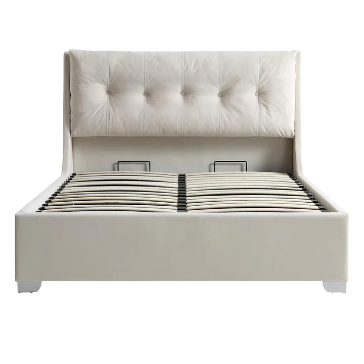 Double Bed With Buttoned Cushion Headboard