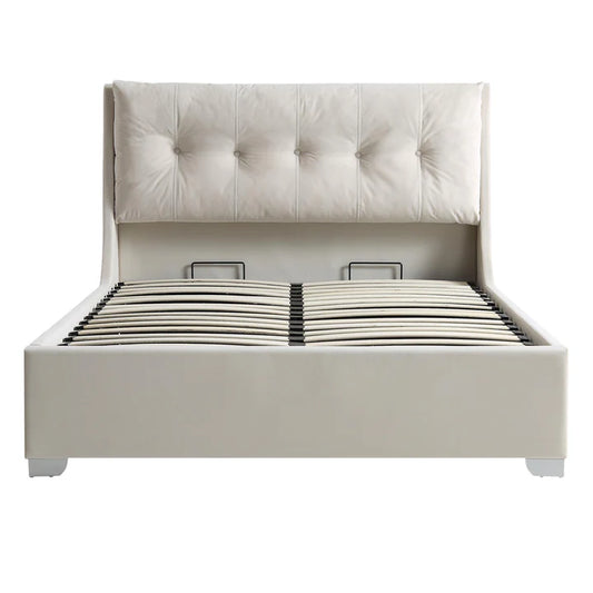 Double Bed With Buttoned Cushion Headboard