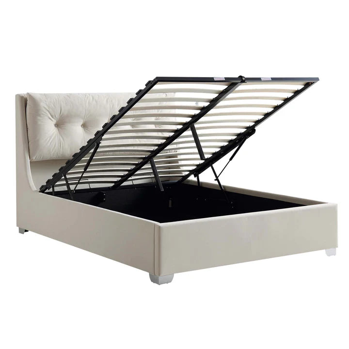 Double Bed With Buttoned Cushion Headboard