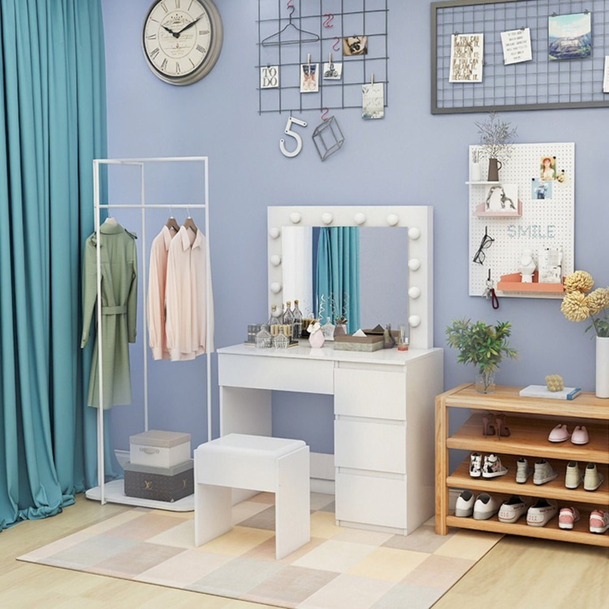 Dressing Table With  Stool And LED Bulbs