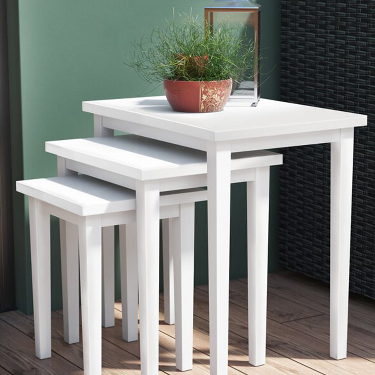 3 Piece Rectangular Wooden Nest Of Tables