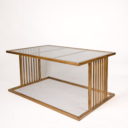 End Table with Metal Vertical Slats 
