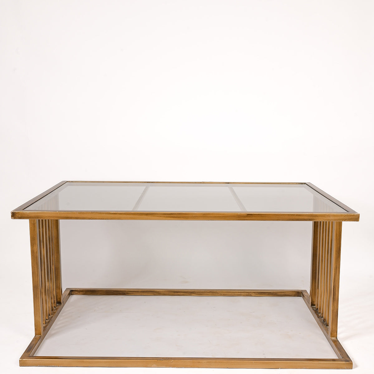 End Table with Metal Vertical Slats 