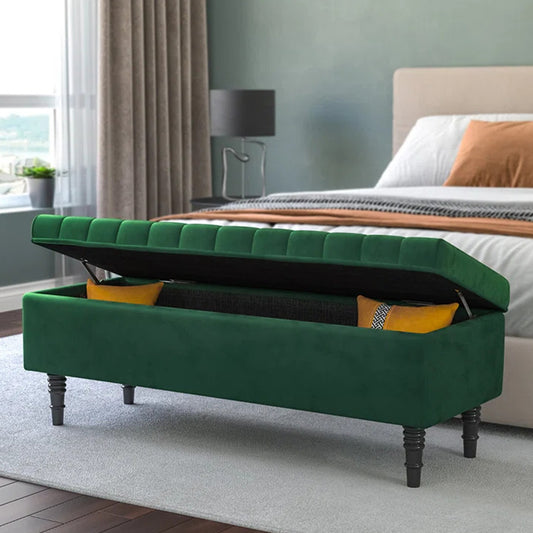 Velvet Upholstered Storage Bench