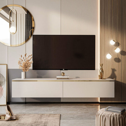 Floating TV Stand With Two Cabinets