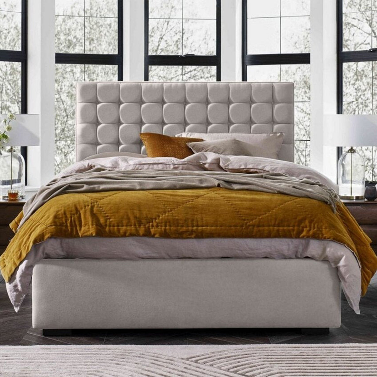 Geometric Style Bed Frame With Storage