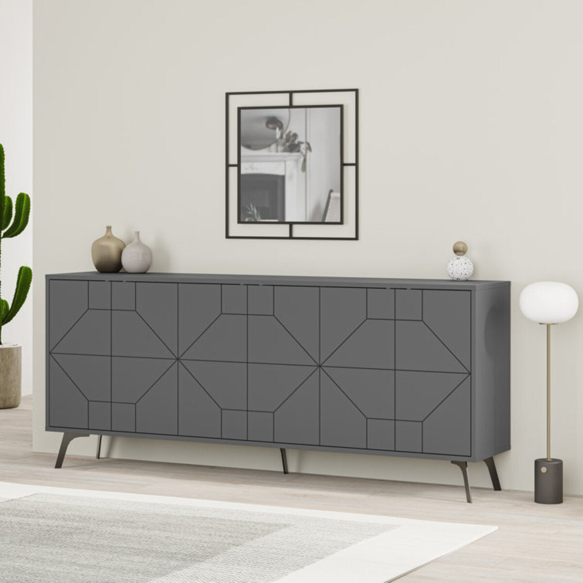 Geometric Design Wooden Sideboard