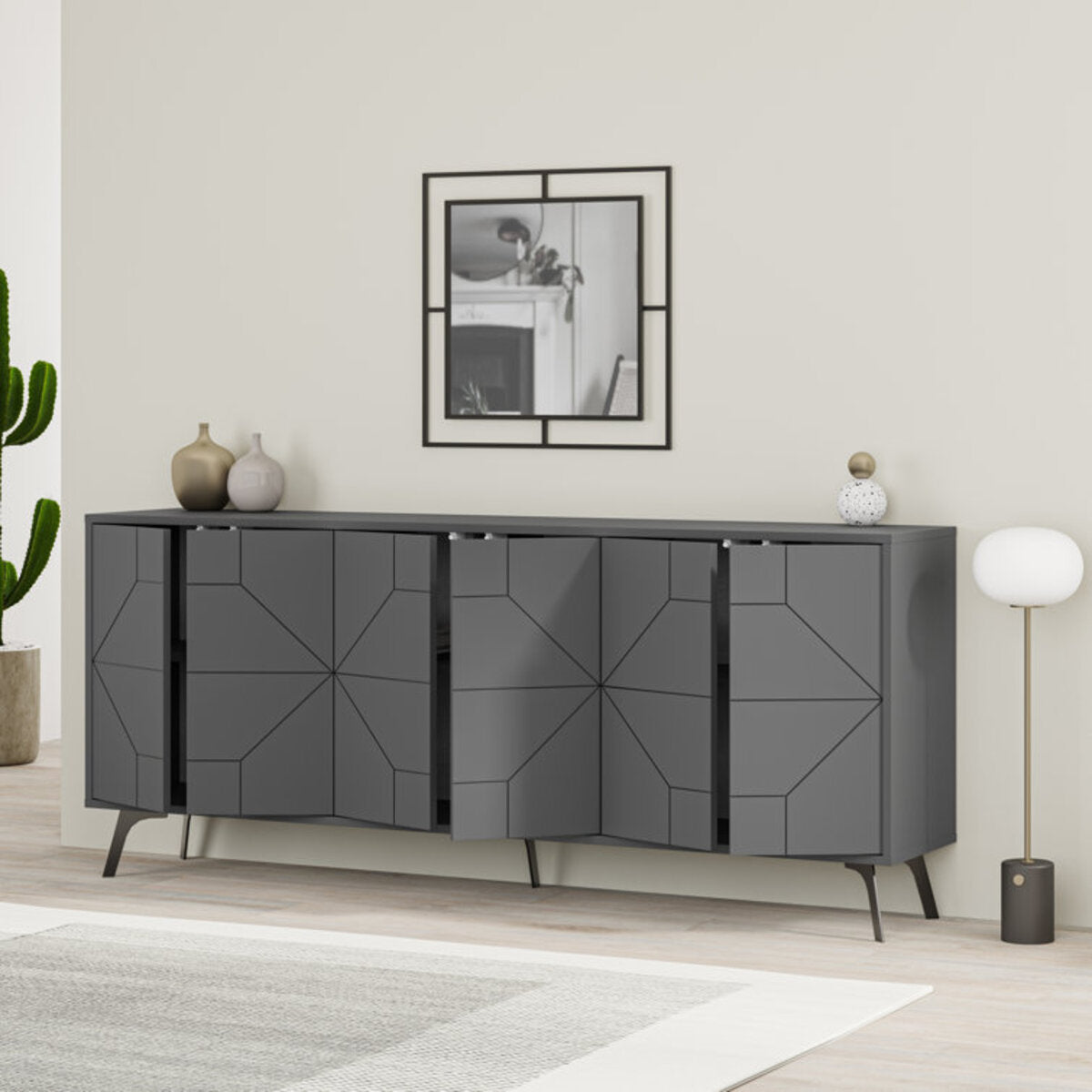Geometric Design Wooden Sideboard