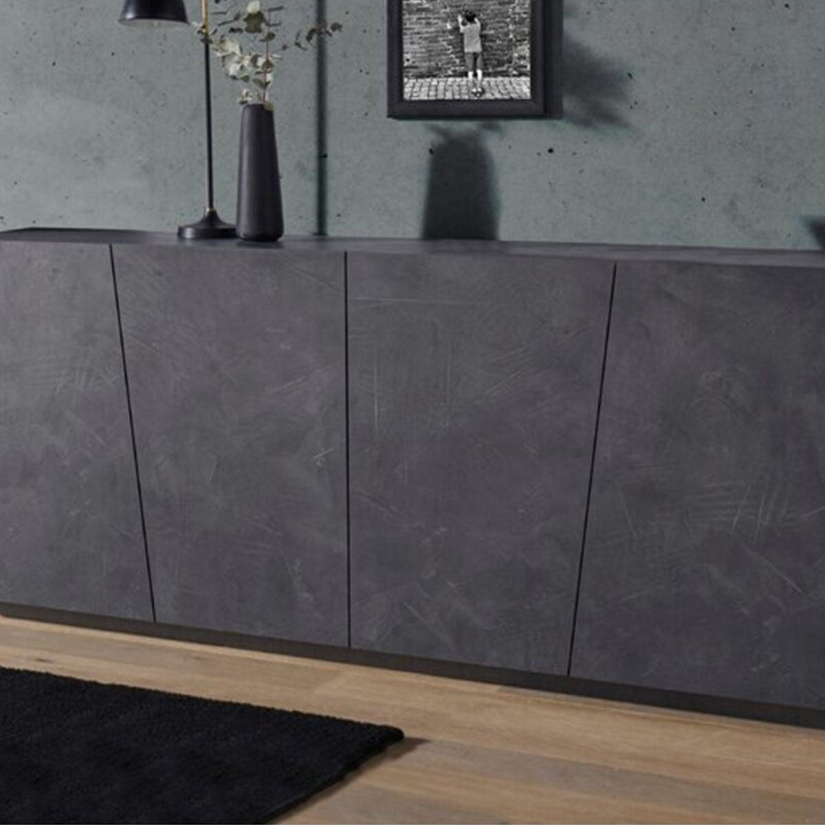 Geometric Panelling Wooden Sideboard
