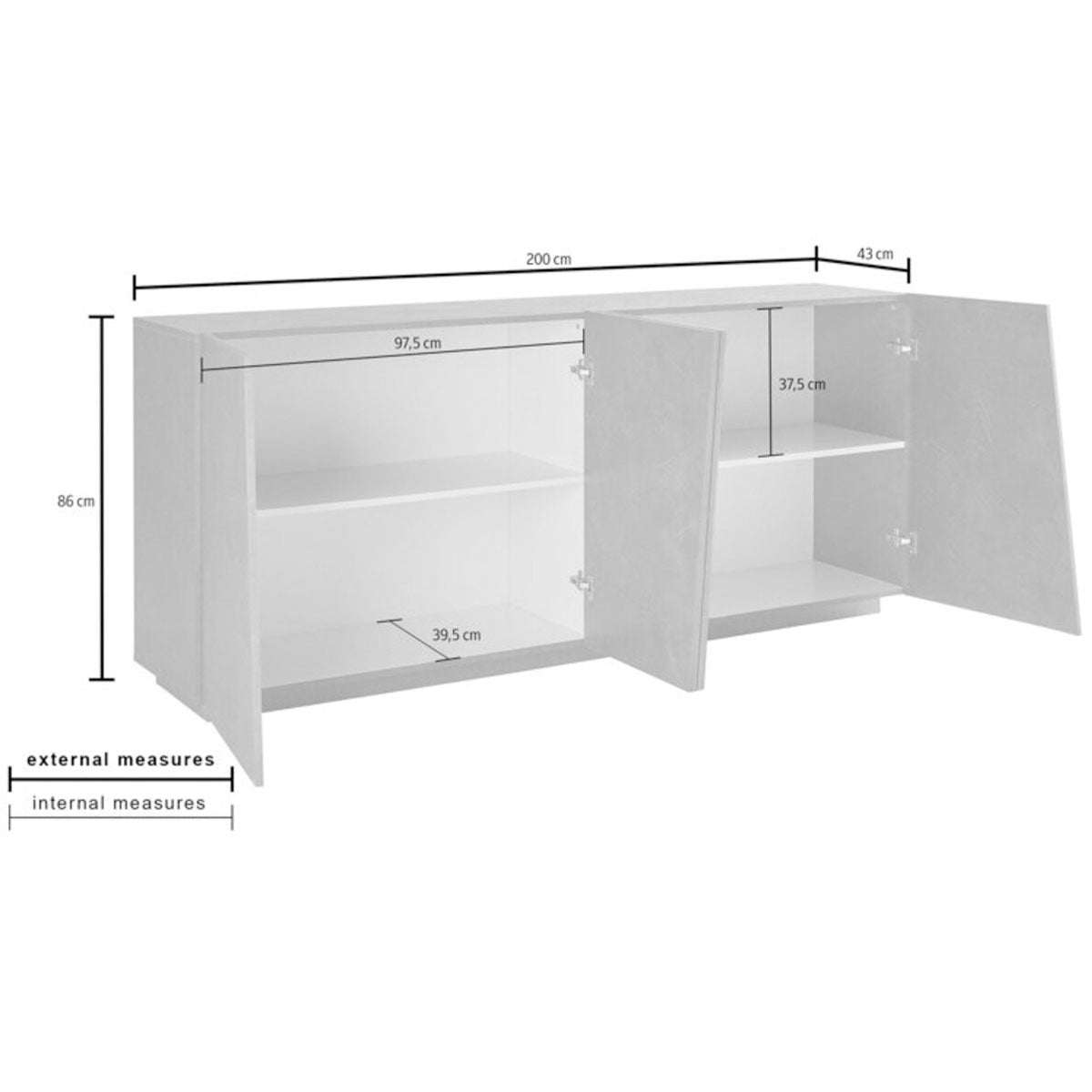 Geometric Panelling Wooden Sideboard