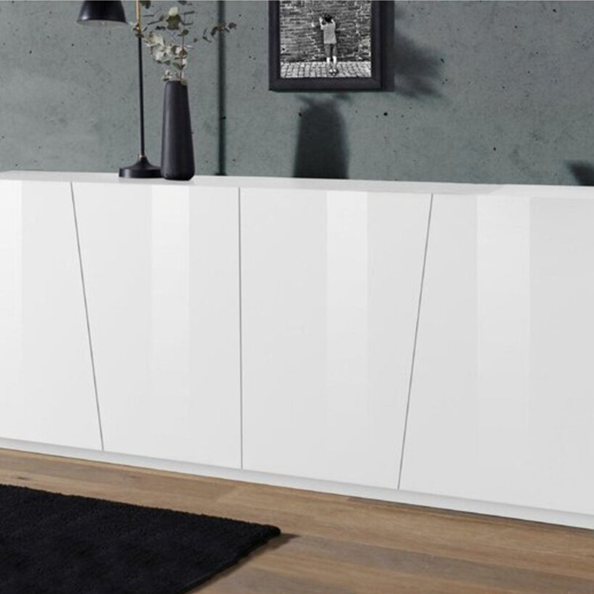Geometric Panelling Wooden Sideboard