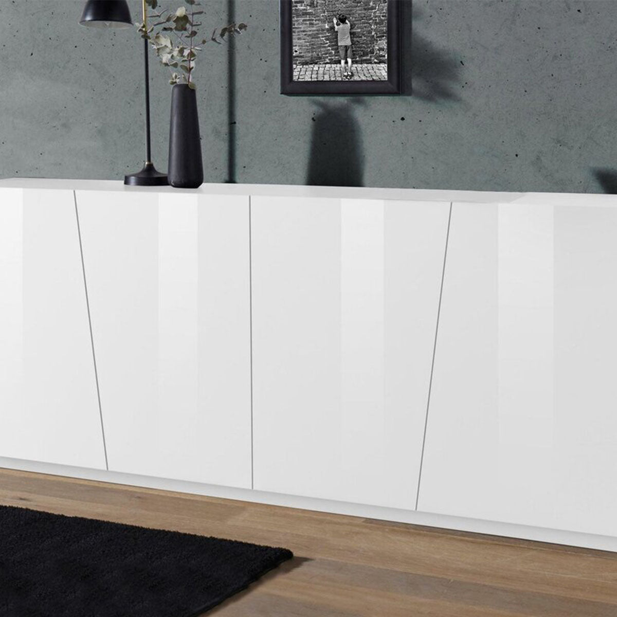 Geometric Panelling Wooden Sideboard