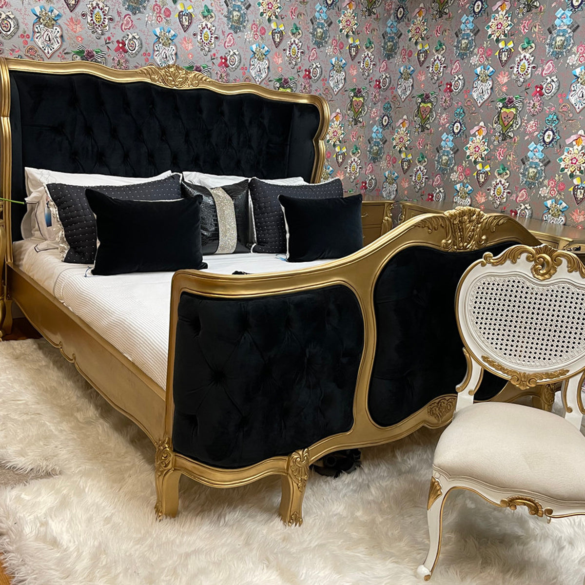 Gold Leaf Tufted Bedroom Set